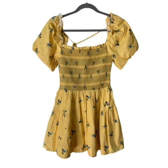 NWT By Anthropologie Puff-Sleeve Square-Neck Smocked Mini Yellow Dress, XXS - www.joarbit.com NWT By Anthropologie Puff-Sleeve Square-Neck Smocked Mini Yellow Dress, XXS - www.joarbit.com